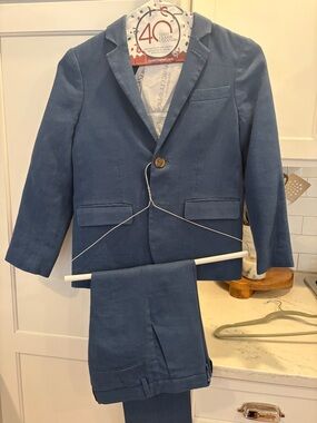 J Crew Classic Boys' Blue Suit Jacket, Suit shirt, Trousers - Stylish Formal Set